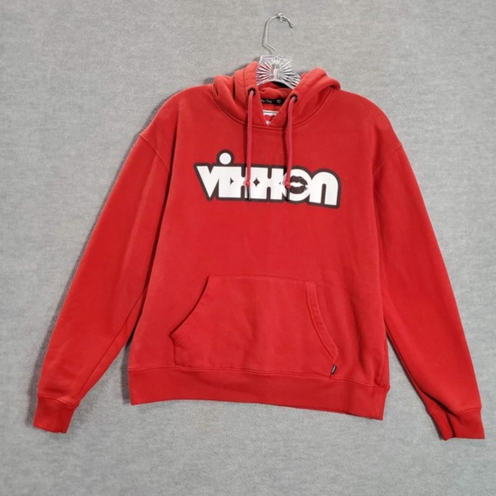 Vixxon Women Sweatshirt Small‎ Red Hoodie Logo Lip Stick Kiss Long Sleeve READ